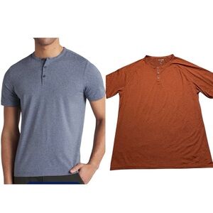 01.ALGO AlgoFlex Russel Performance Henley Orange T-Shirt Size Large